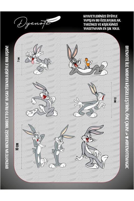 Bugs Bunny DTF Transfer Kağıdı A4 - Ütüyle Yapıştır - Dyenote
