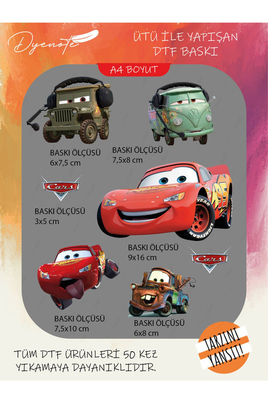 Şimşek McQueen 2 DTF Transfer Kağıdı A4 - Ütüyle Yapıştır