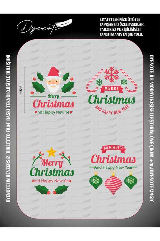 Yılbaşı Merry Christmas 6 DTF Transfer Kağıdı A4 - Ütüyle Yapıştır