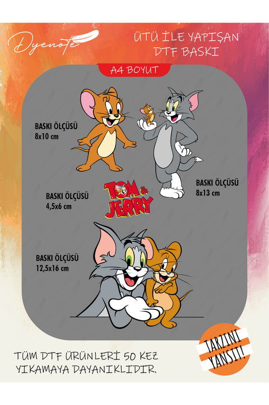 Tom ve Jerry 1 DTF Transfer Kağıdı A4 - Ütüyle Yapıştır