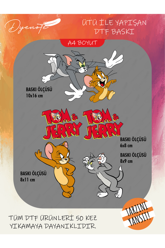 Tom ve Jerry 2 DTF Transfer Kağıdı A4 - Ütüyle Yapıştır