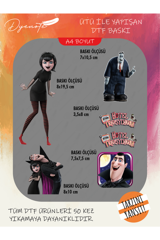 Hotel Transylvania DTF Transfer Kağıdı A4 - Ütüyle Yapıştır