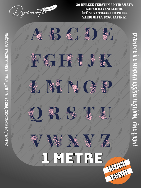 Monogram Harfler Baskı Seti 1 - Ütüyle Yapıştır - 1 Metre
