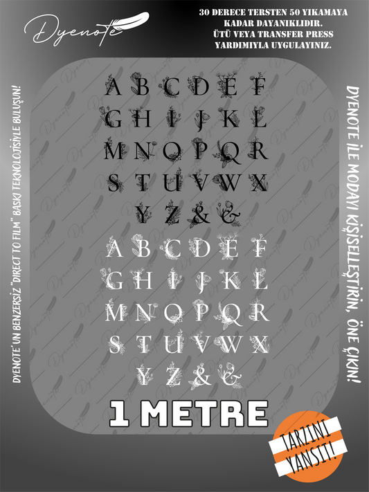 Monogram Harfler Baskı Seti 2 - Ütüyle Yapıştır - 1 Metre