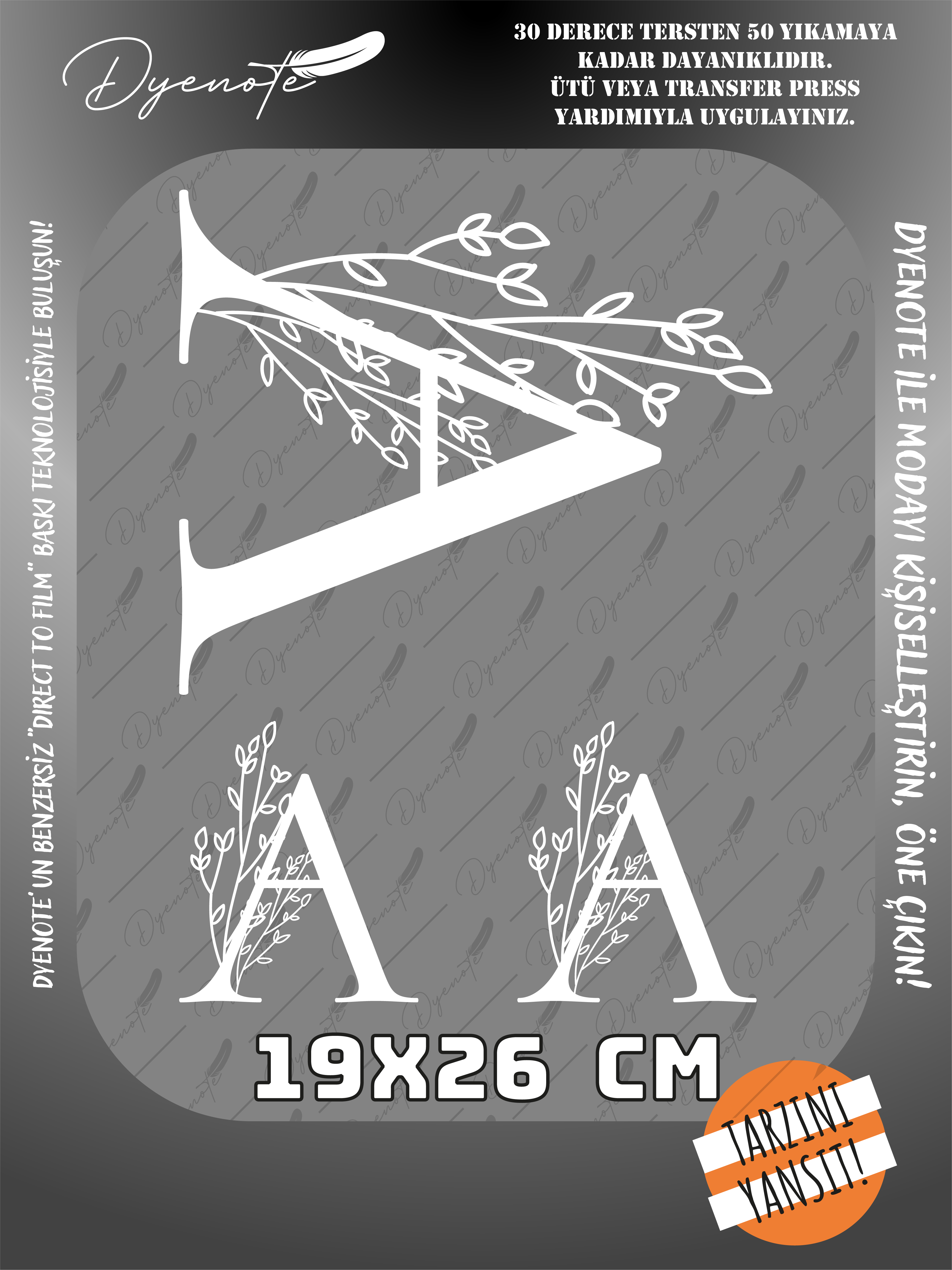 A Monogram Beyaz Harf Seti - Ütüyle Yapıştır - 19x26 CM