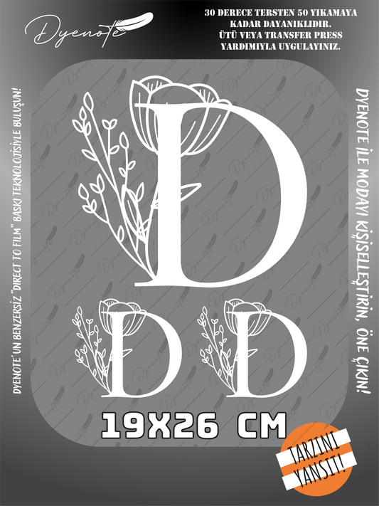 D Monogram Beyaz Harf Seti - Ütüyle Yapıştır - 19x26 CM