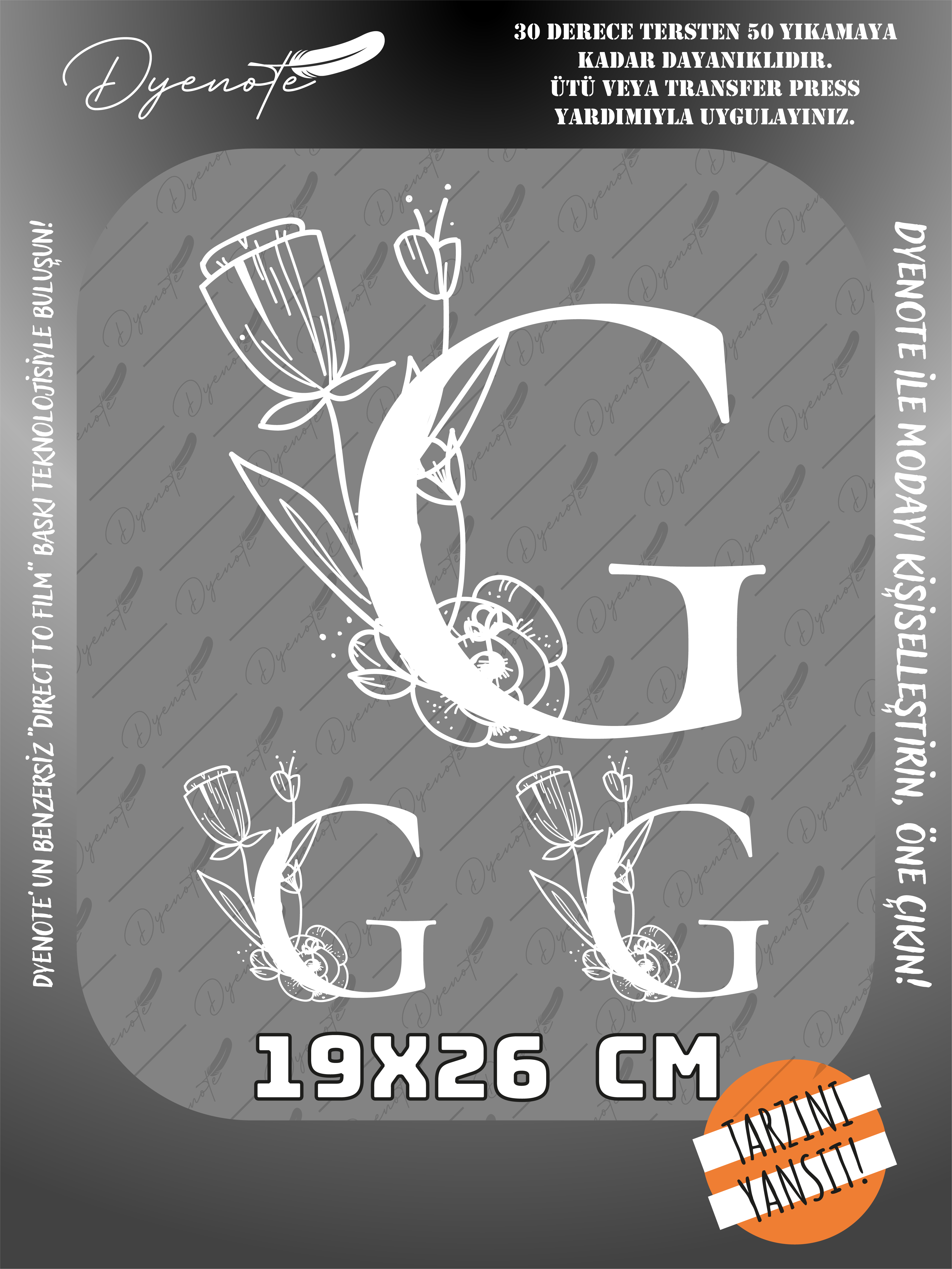 G Monogram Beyaz Harf Seti - Ütüyle Yapıştır - 19x26 CM