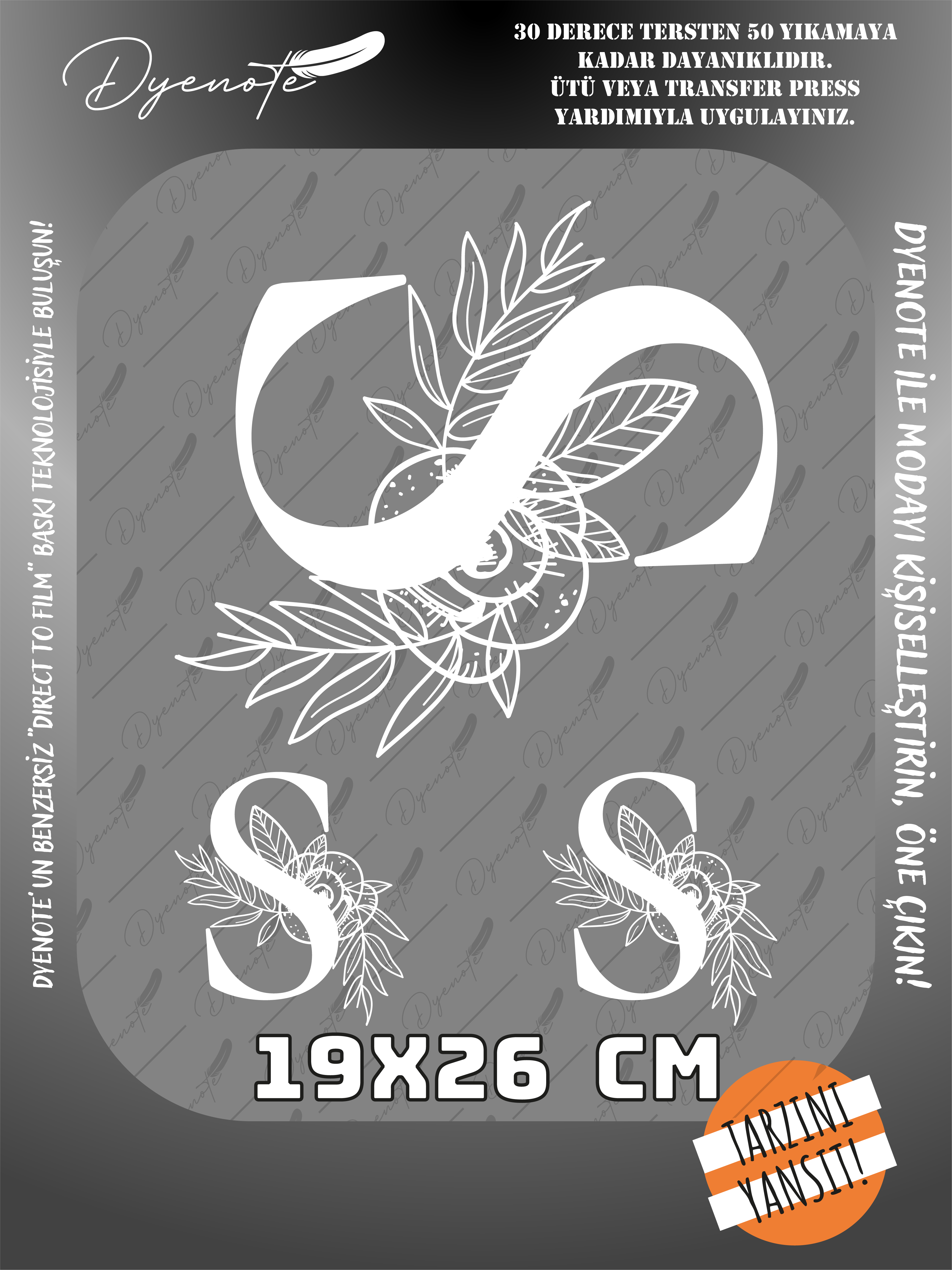 S Monogram Beyaz Harf Seti - Ütüyle Yapıştır - 19x26 CM