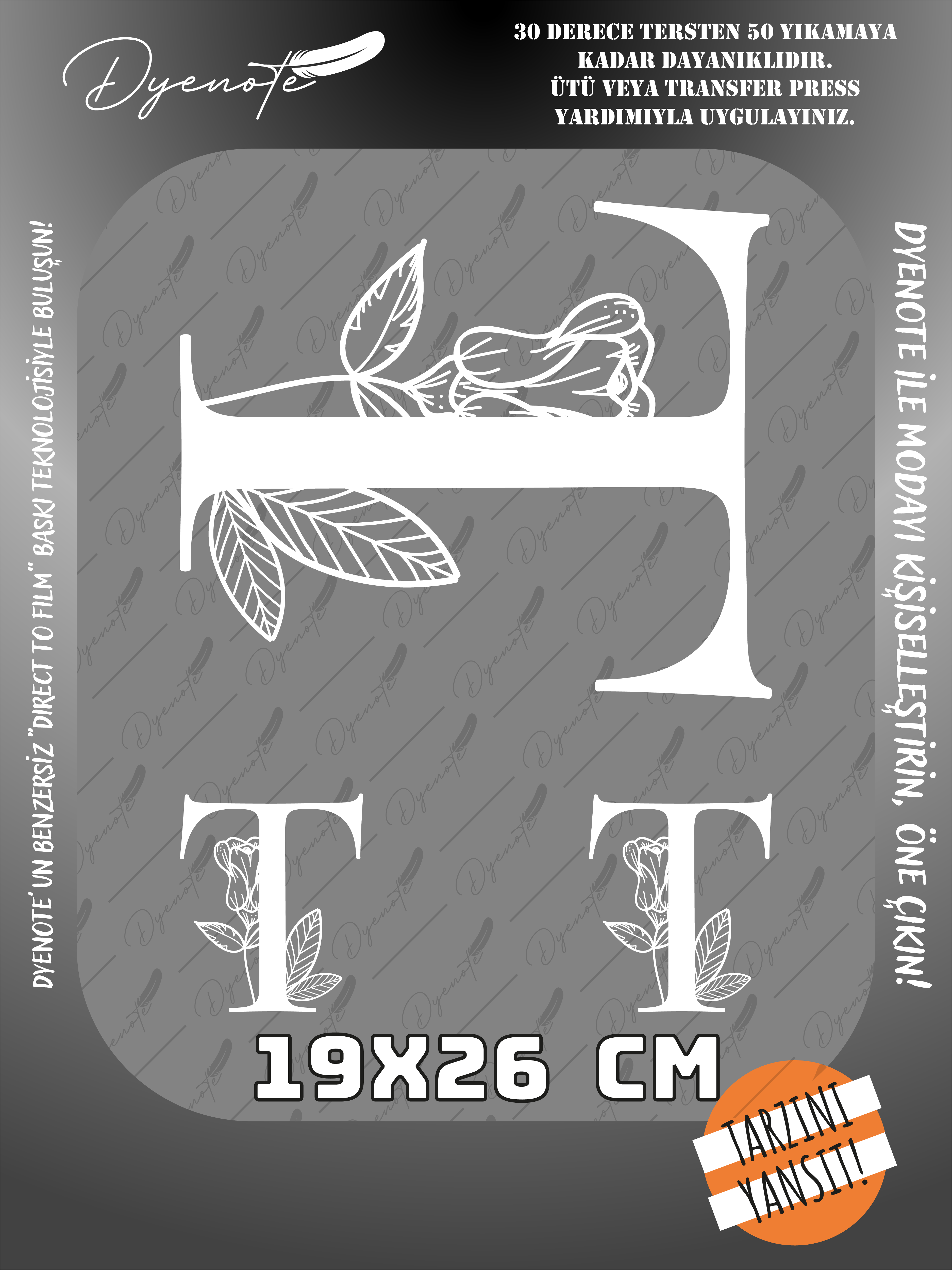 T Monogram Beyaz Harf Seti - Ütüyle Yapıştır - 19x26 CM