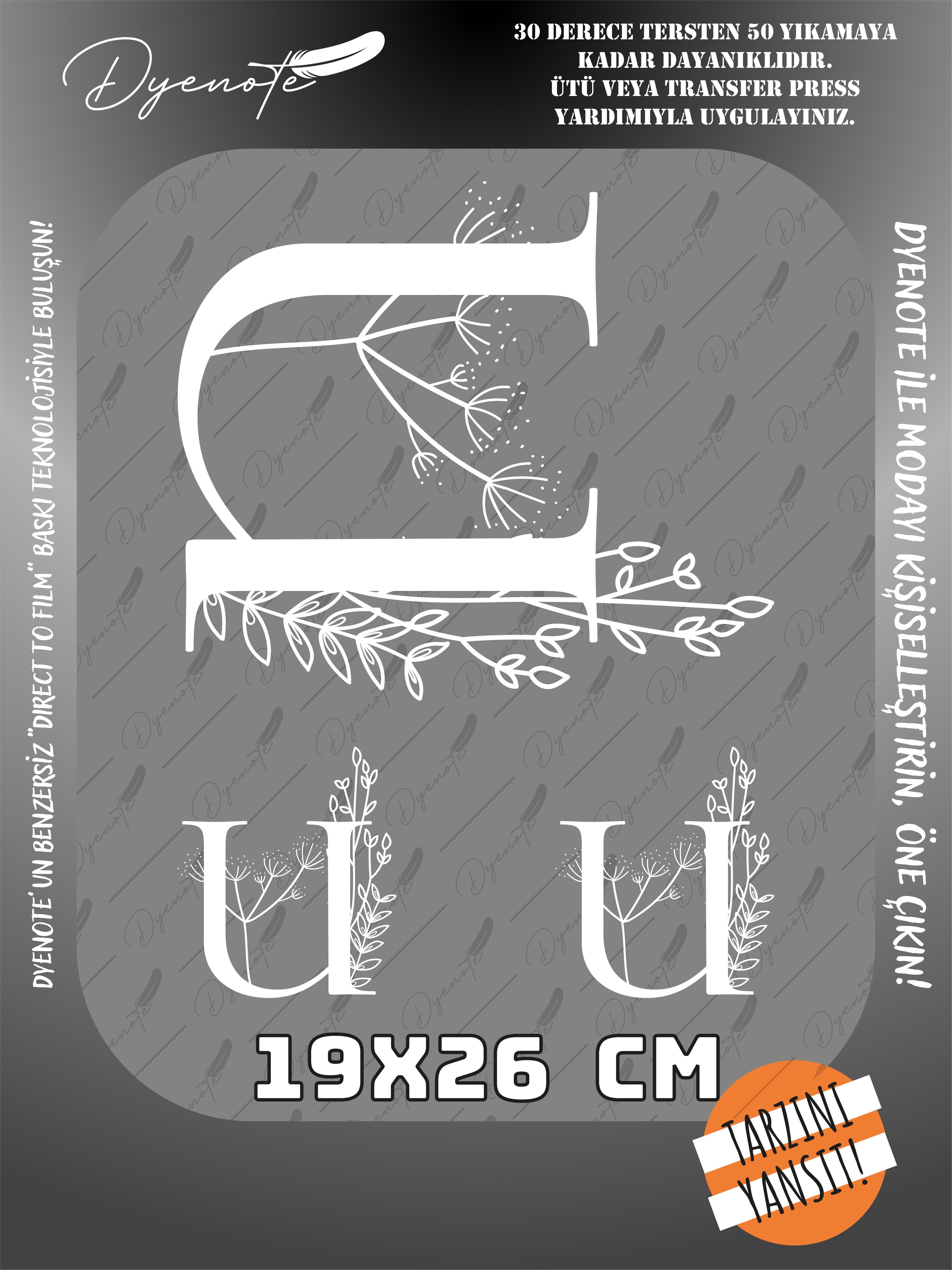 U Monogram Beyaz Harf Seti - Ütüyle Yapıştır - 19x26 CM