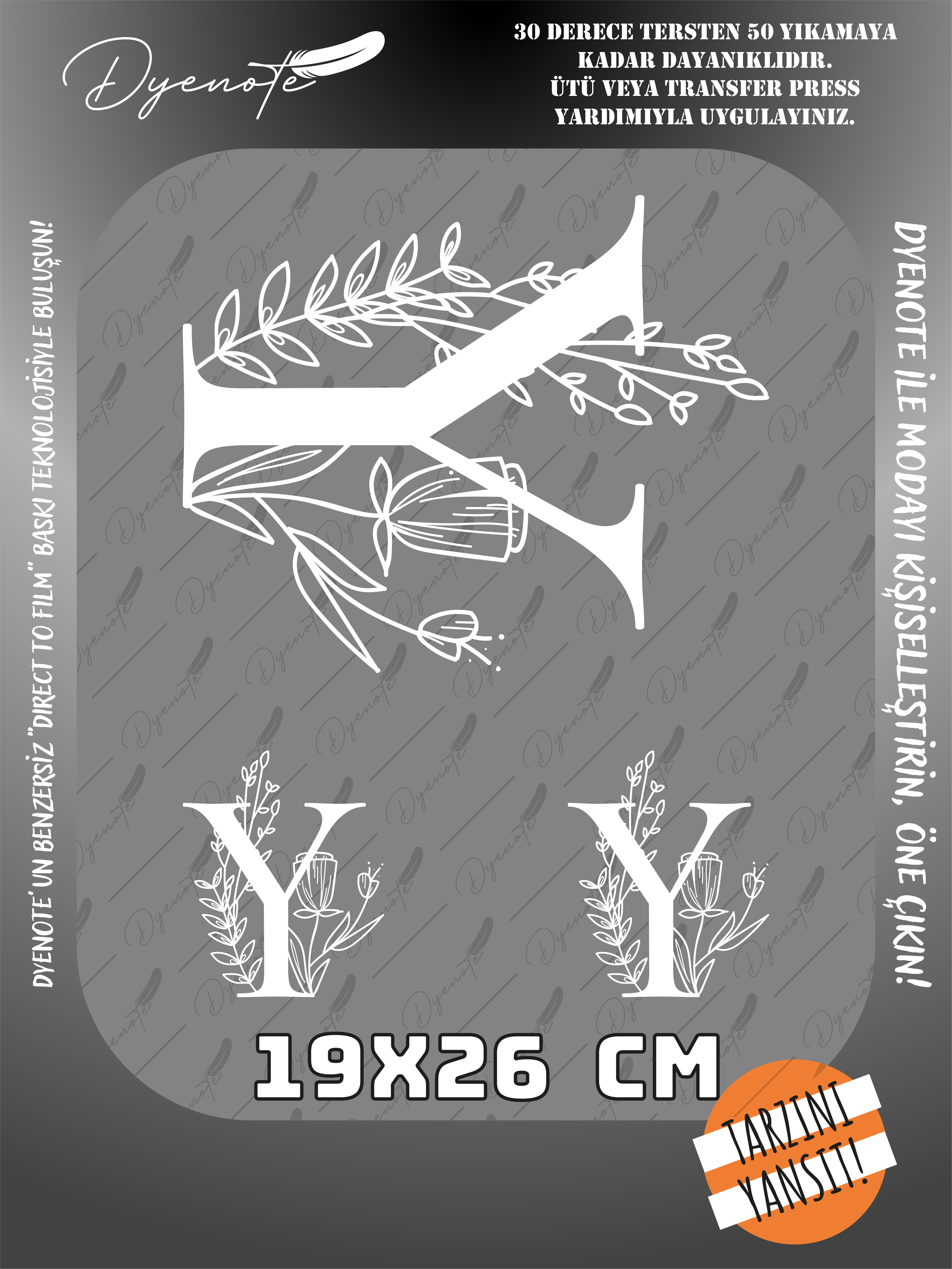 Y Monogram Beyaz Harf Seti - Ütüyle Yapıştır - 19x26 CM