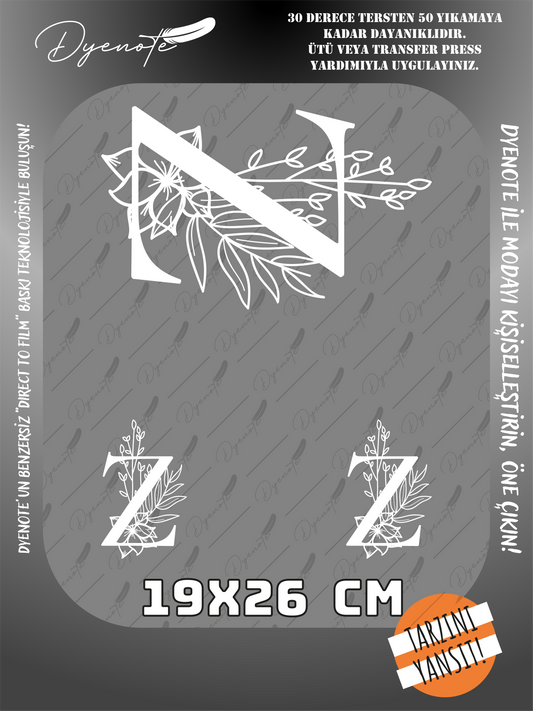 Z Monogram Beyaz Harf Seti - Ütüyle Yapıştır - 19x26 CM