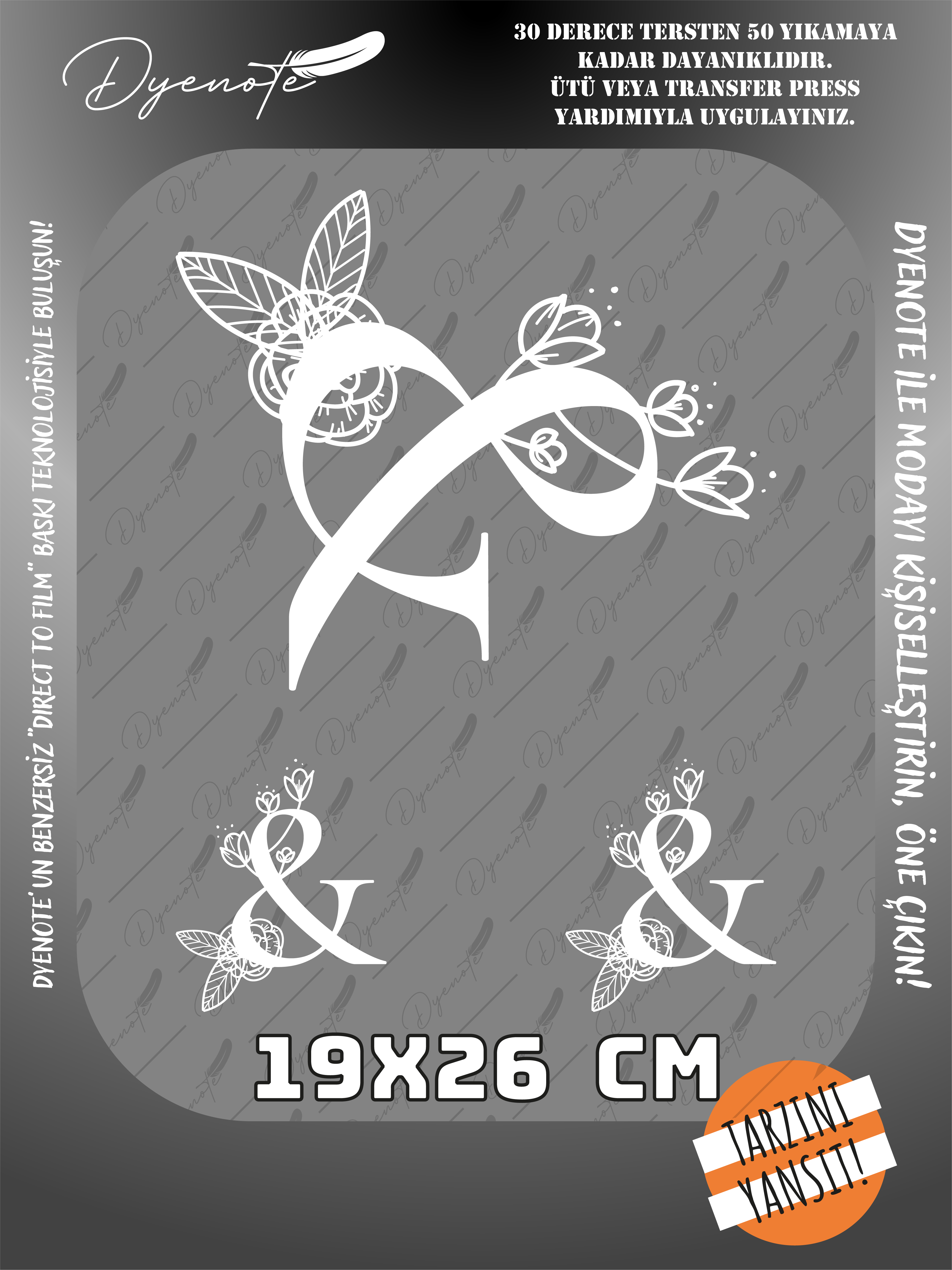 & Monogram Beyaz Harf Seti - Ütüyle Yapıştır - 19x26 CM