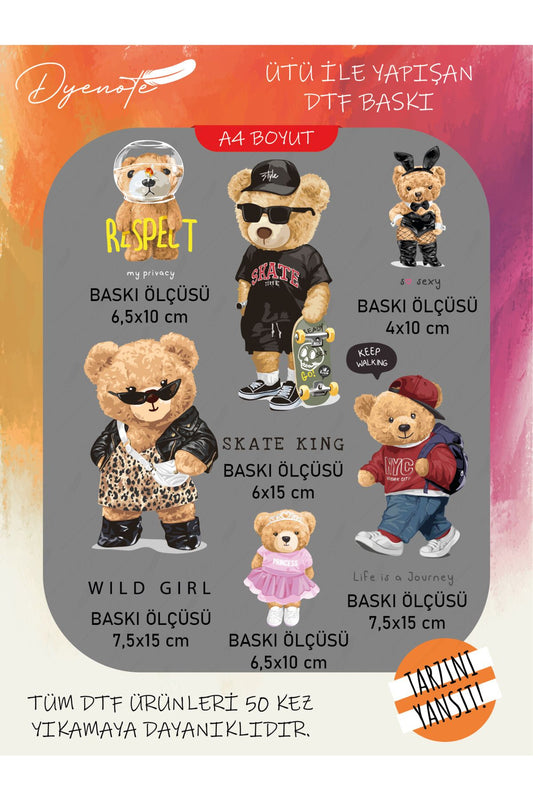 Teddy Ayıcık 4 DTF Transfer Kağıdı A4 - Ütüyle Yapıştır