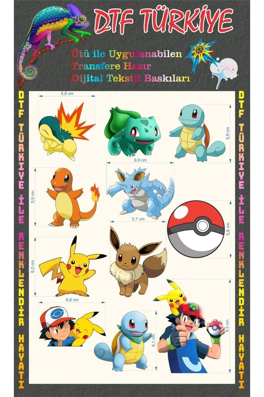 Pokemon DTF Transfer Kağıdı A4 - Ütüyle Yapıştır