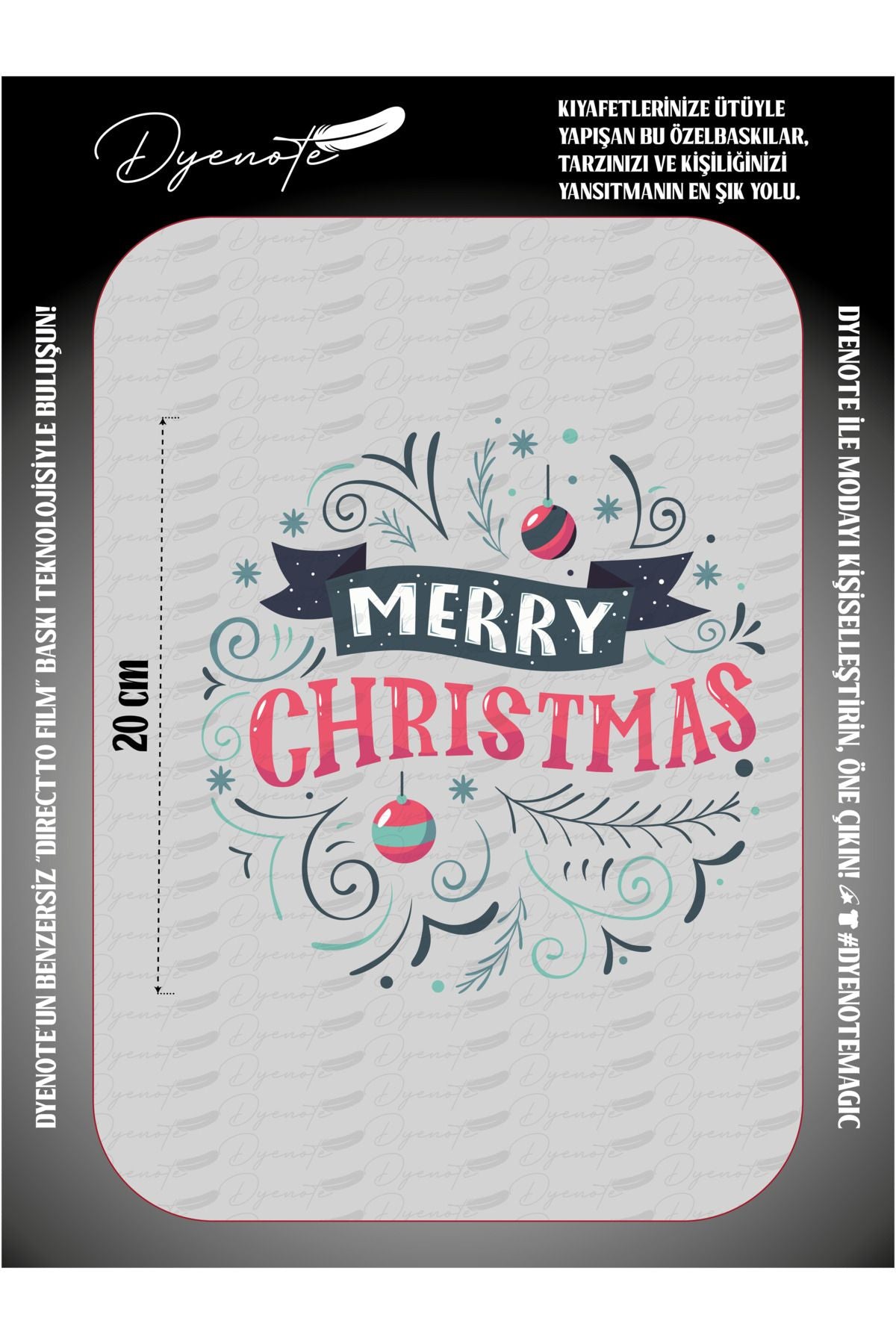 Yılbaşı Merry Christmas 12 DTF Transfer Kağıdı A4 - Ütüyle Yapıştır