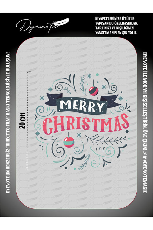 Yılbaşı Merry Christmas 12 DTF Transfer Kağıdı A4 - Ütüyle Yapıştır
