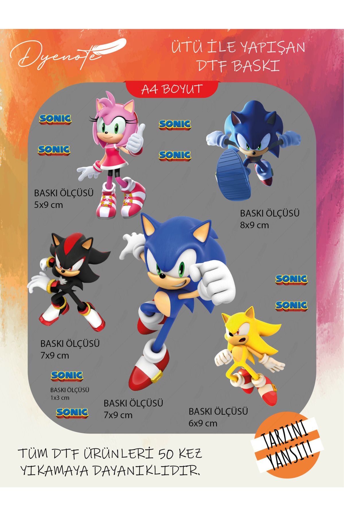 Sonic DTF Transfer Kağıdı A4 - Ütüyle Yapıştır