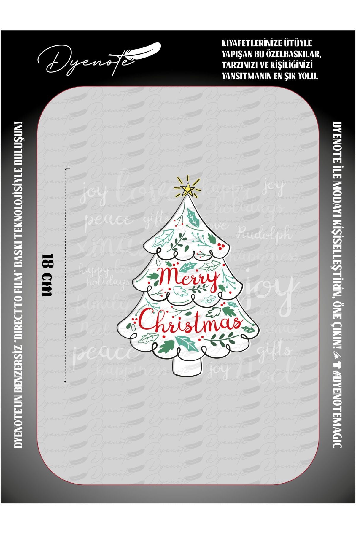 Yılbaşı Merry Christmas 5 DTF Transfer Kağıdı A4 - Ütüyle Yapıştır