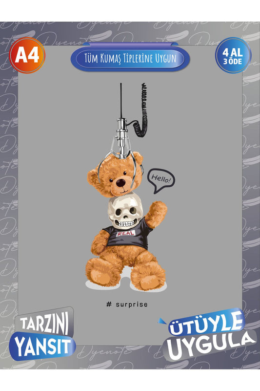 Teddy Ayıcık 3 DTF Transfer Kağıdı A4 - Ütüyle Yapıştır