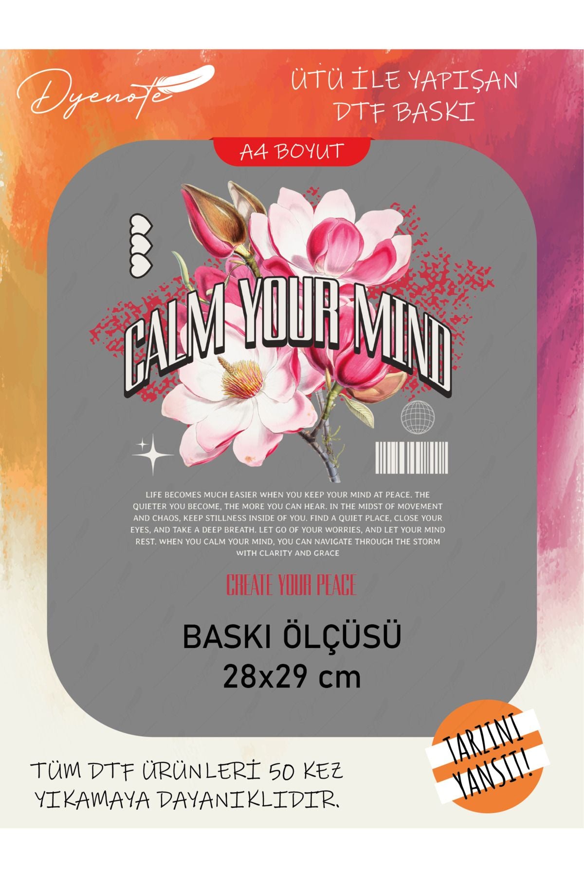 Zihnini Sakinleştir DTF Transfer Kağıdı A4 - Ütüyle Yapıştır