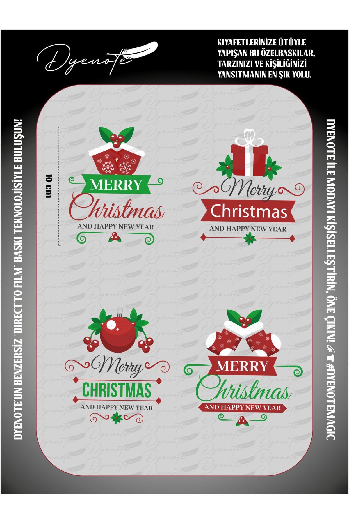 Yılbaşı Merry Christmas 4 DTF Transfer Kağıdı A4 - Ütüyle Yapıştır