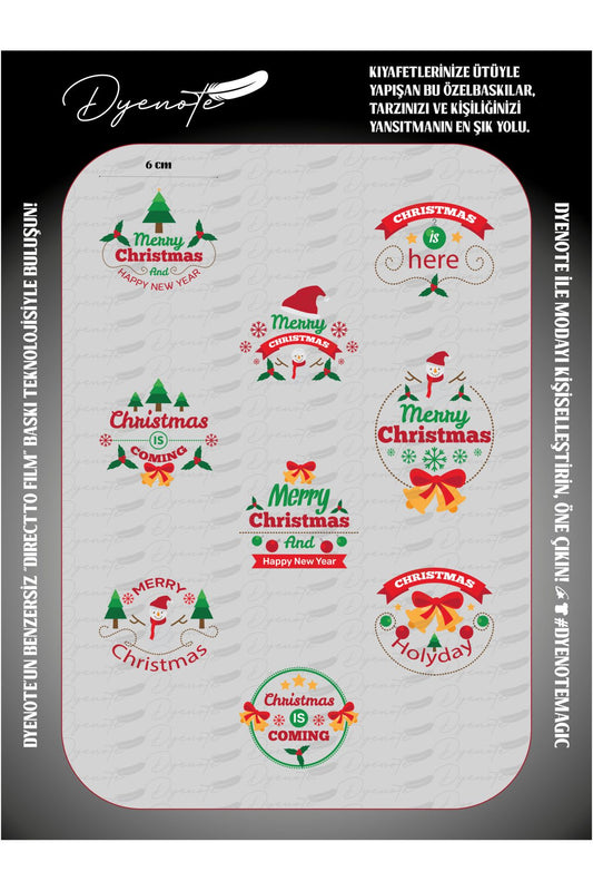 Yılbaşı Merry Christmas 10 DTF Transfer Kağıdı A4 - Ütüyle Yapıştır
