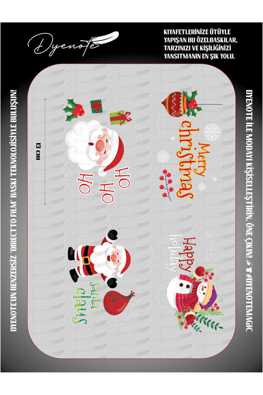Yılbaşı Merry Christmas 3 DTF Transfer Kağıdı A4 - Ütüyle Yapıştır