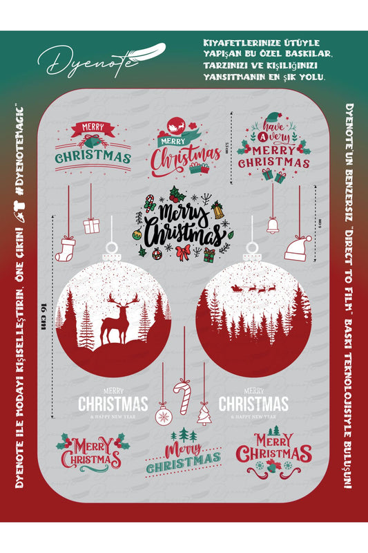 Yılbaşı Merry Christmas 1 DTF Transfer Kağıdı A4 - Ütüyle Yapıştır