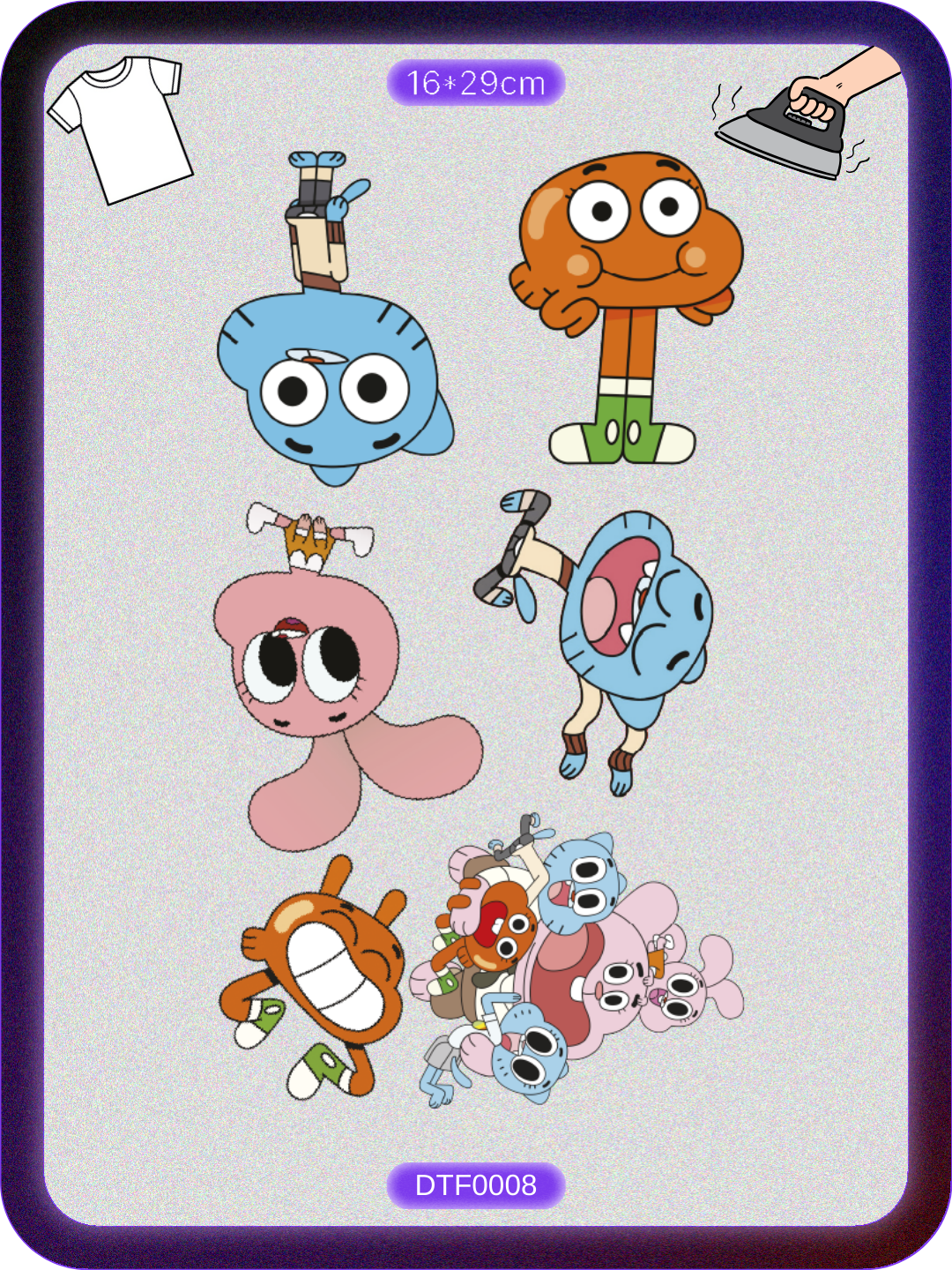 Gumball Temalı Baskı - Ütüyle Yapıştır