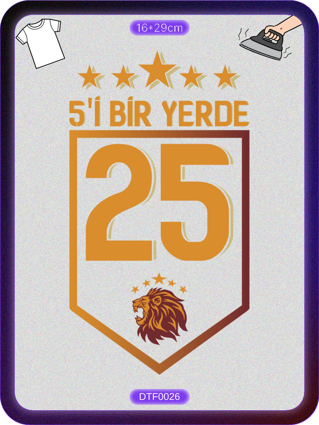 Galatasaray Beşi Bir Yerde 3 DTF Transfer Kağıdı A4 - Ütüyle Yapıştır