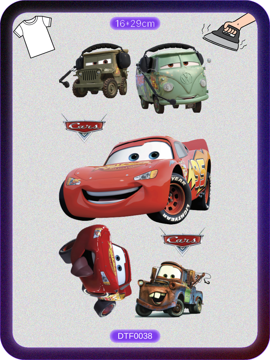Şimşek McQueen 2 DTF Transfer Kağıdı A4 - Ütüyle Yapıştır