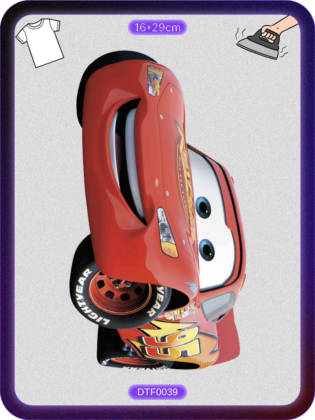 Şimşek McQueen 3 DTF Transfer Kağıdı A4 - Ütüyle Yapıştır