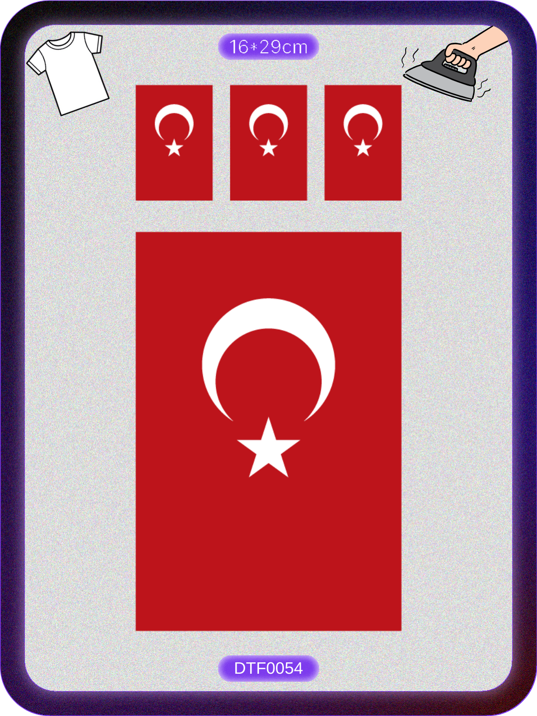 Türk Bayrağı 3 DTF Transfer Kağıdı A4 - Ütüyle Yapıştır