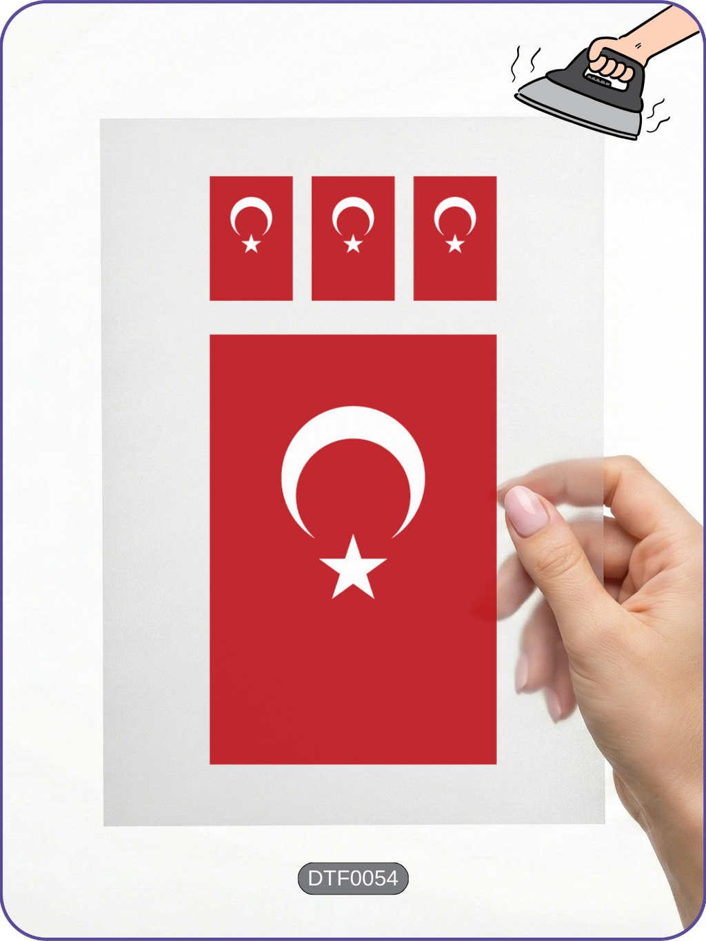 Türk Bayrağı 3 DTF Transfer Kağıdı A4 - Ütüyle Yapıştır