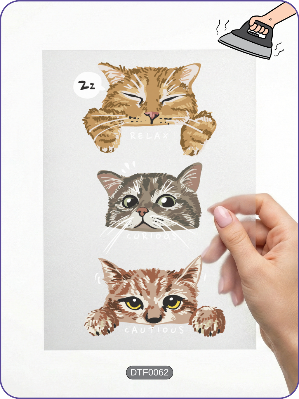 Kedi 2 DTF Transfer Kağıdı A4 - Ütüyle Yapıştır