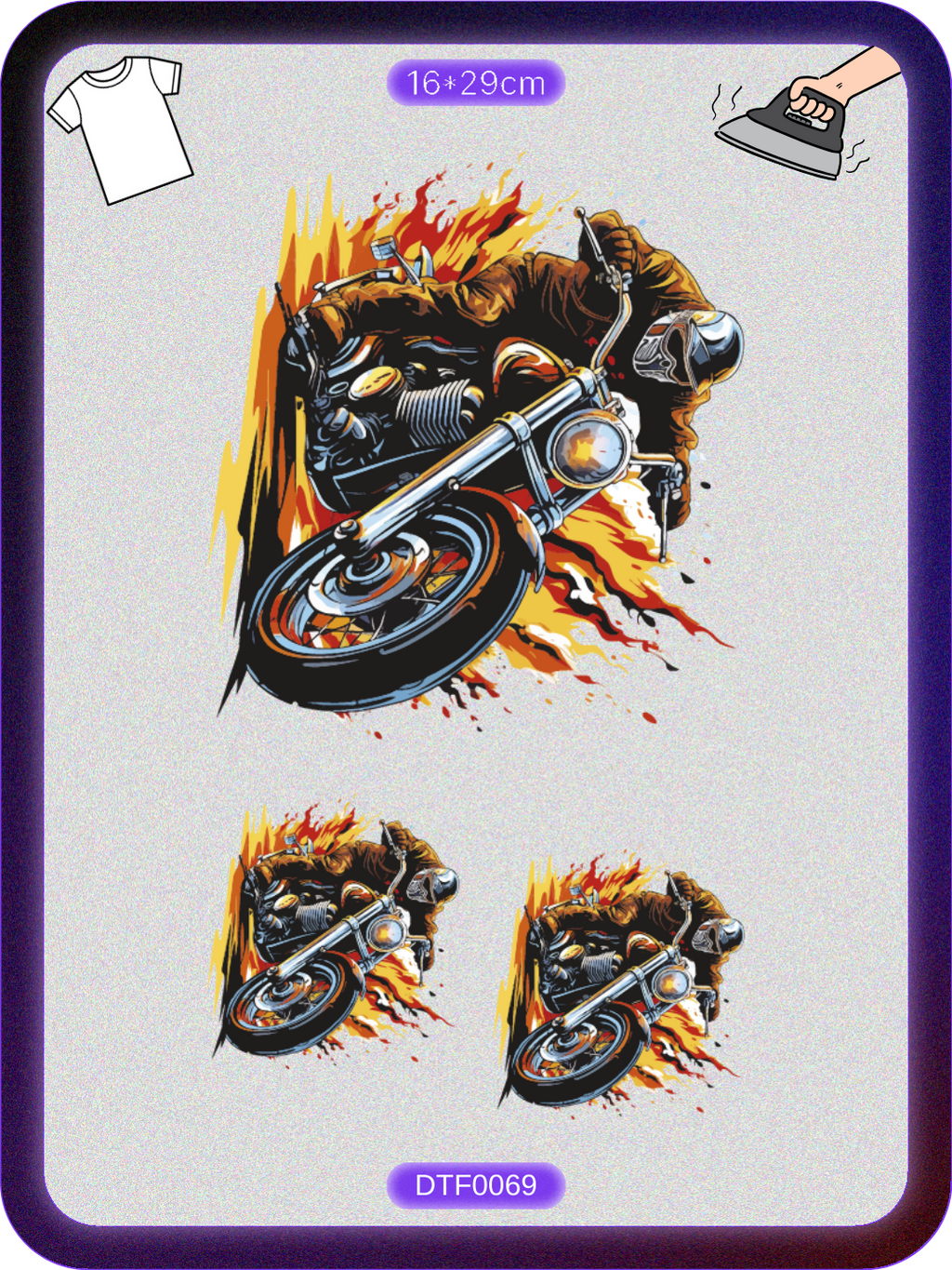 Motosiklet 4 DTF Transfer Kağıdı A4 - Ütüyle Yapıştır