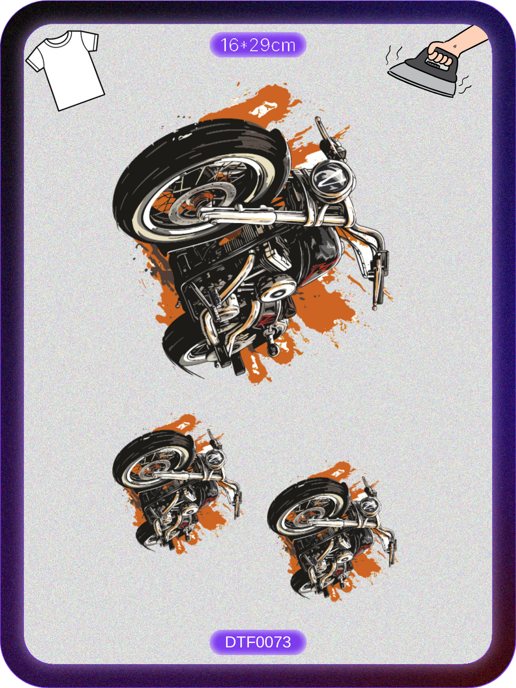 Motosiklet 8 DTF Transfer Kağıdı A4 - Ütüyle Yapıştır