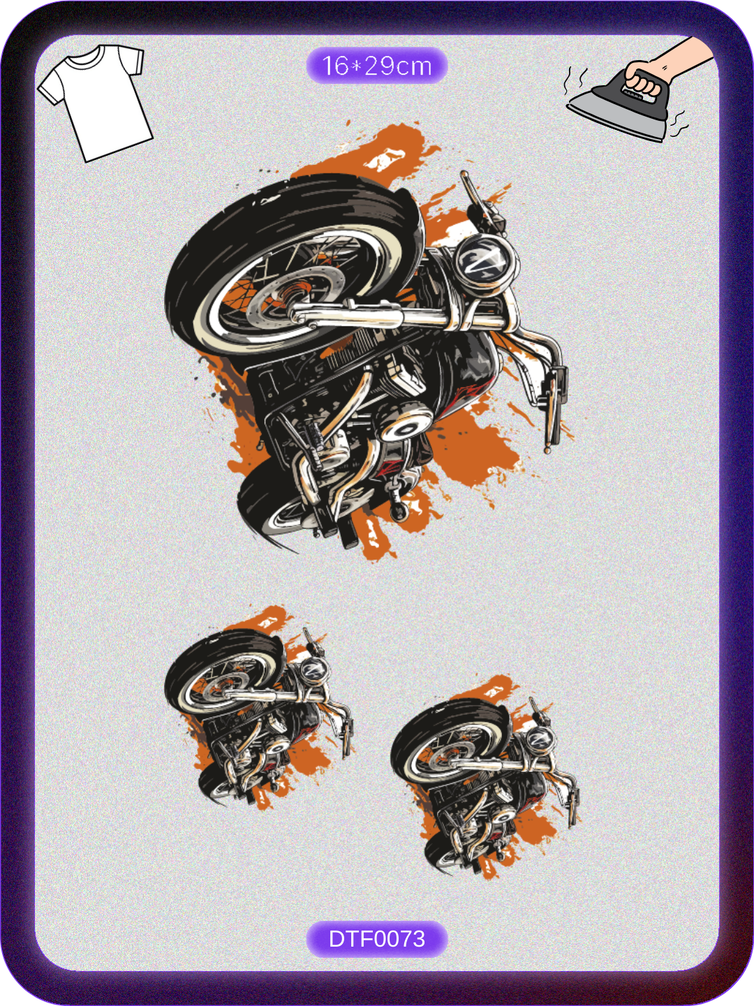 Motosiklet 8 DTF Transfer Kağıdı A4 - Ütüyle Yapıştır