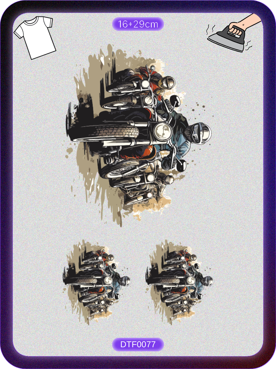 Motosiklet 12 DTF Transfer Kağıdı A4 - Ütüyle Yapıştır