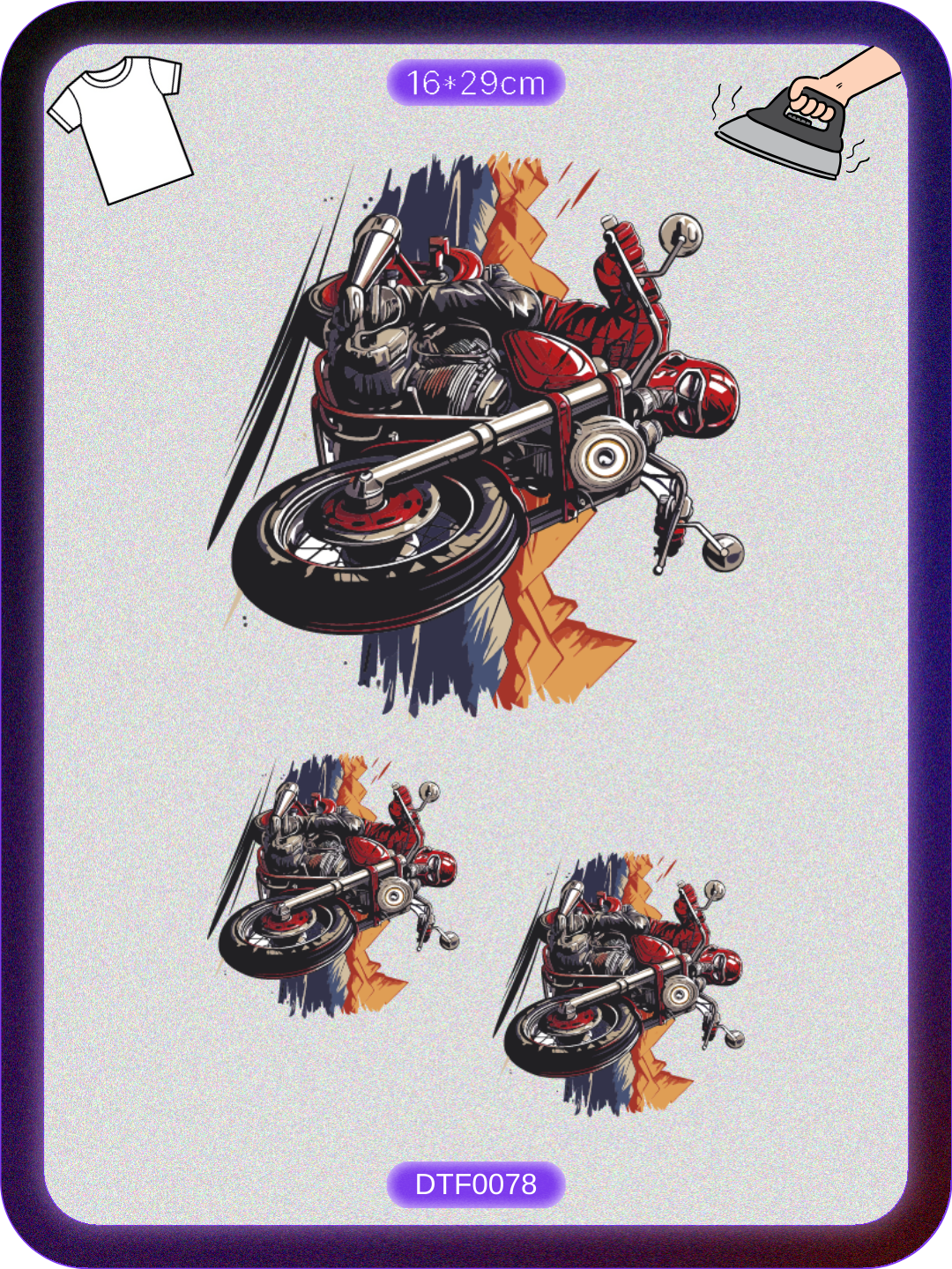 Motosiklet 13 DTF Transfer Kağıdı A4 - Ütüyle Yapıştır