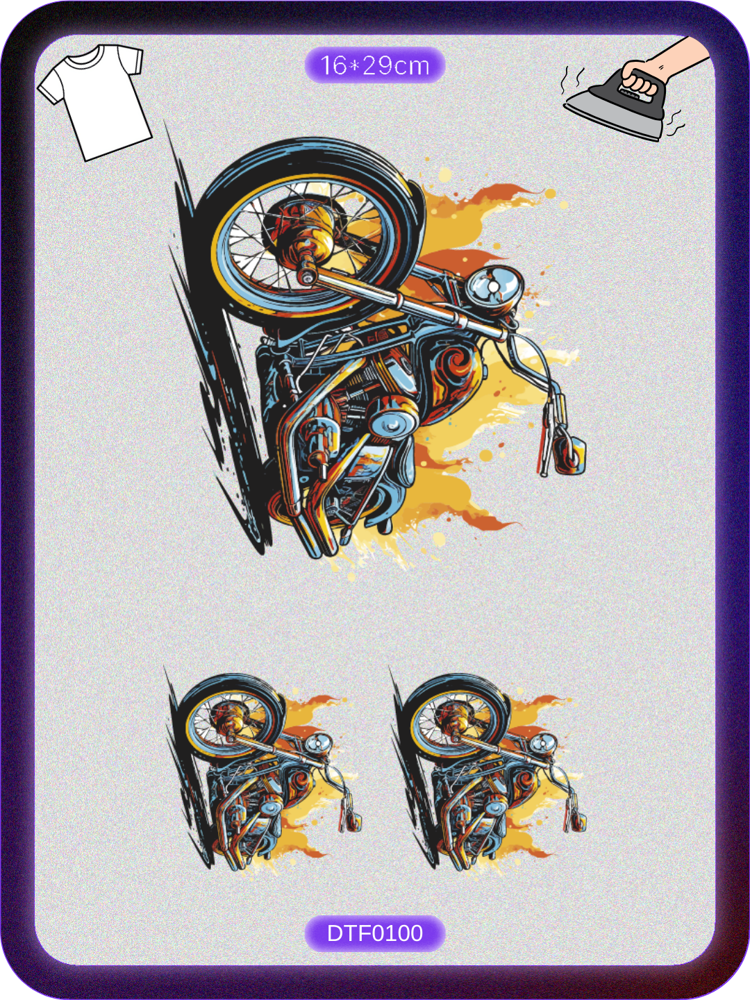 Motosiklet 17 DTF Transfer Kağıdı A4 - Ütüyle Yapıştır