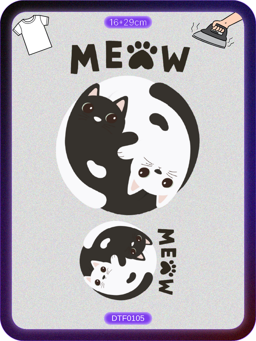 Kedi 6 DTF Transfer Kağıdı A4 - Ütüyle Yapıştır