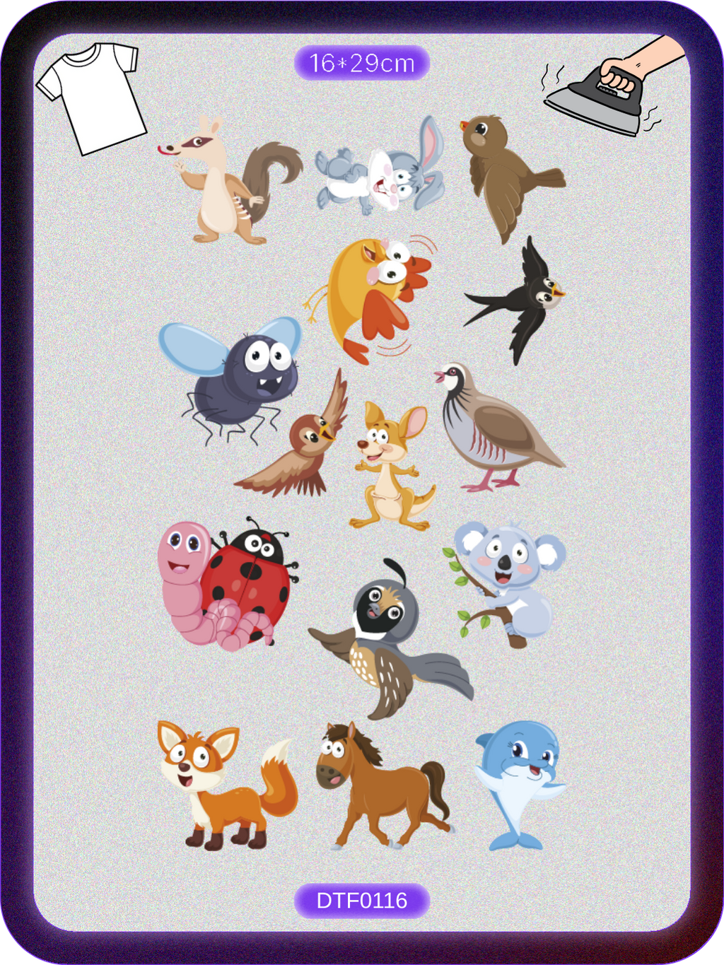 Tatlı Hayvanlar 1 DTF Transfer Kağıdı A4 - Ütüyle Yapıştır