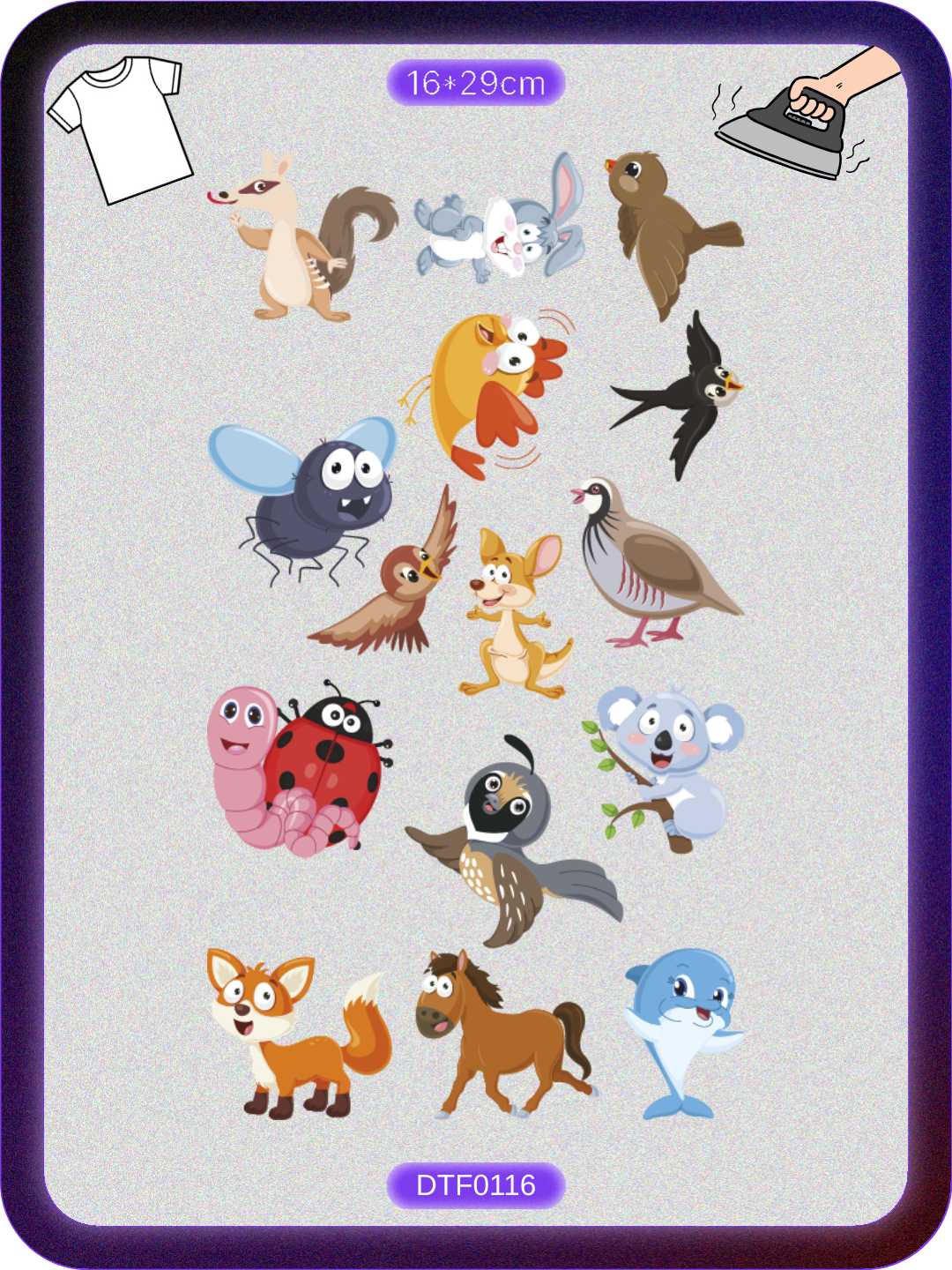 Tatlı Hayvanlar 1 DTF Transfer Kağıdı A4 - Ütüyle Yapıştır