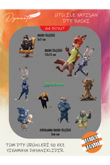 Zootopia Hayvanlar Şehri DTF Transfer Kağıdı A4 - Ütüyle Yapıştır