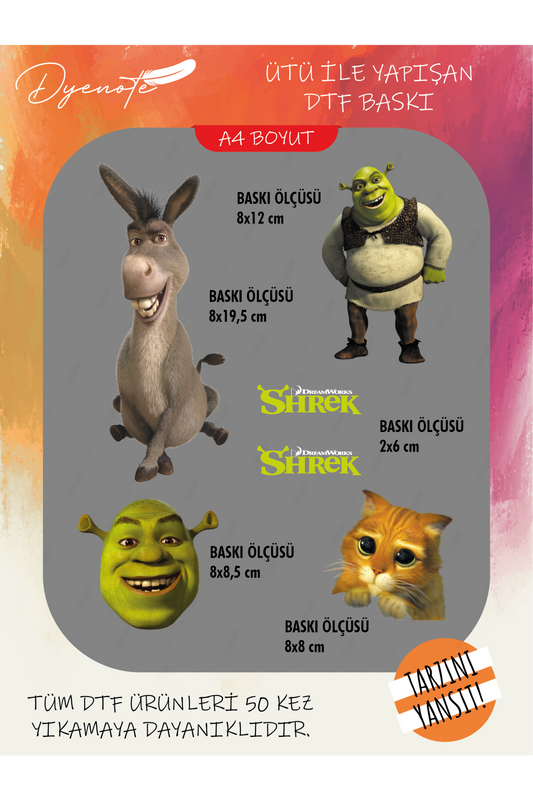 Shrek 1 DTF Transfer Kağıdı A4 - Ütüyle Yapıştır