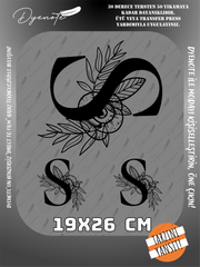 S Monogram Siyah Harf Seti - Ütüyle Yapıştır - 19x26 CM