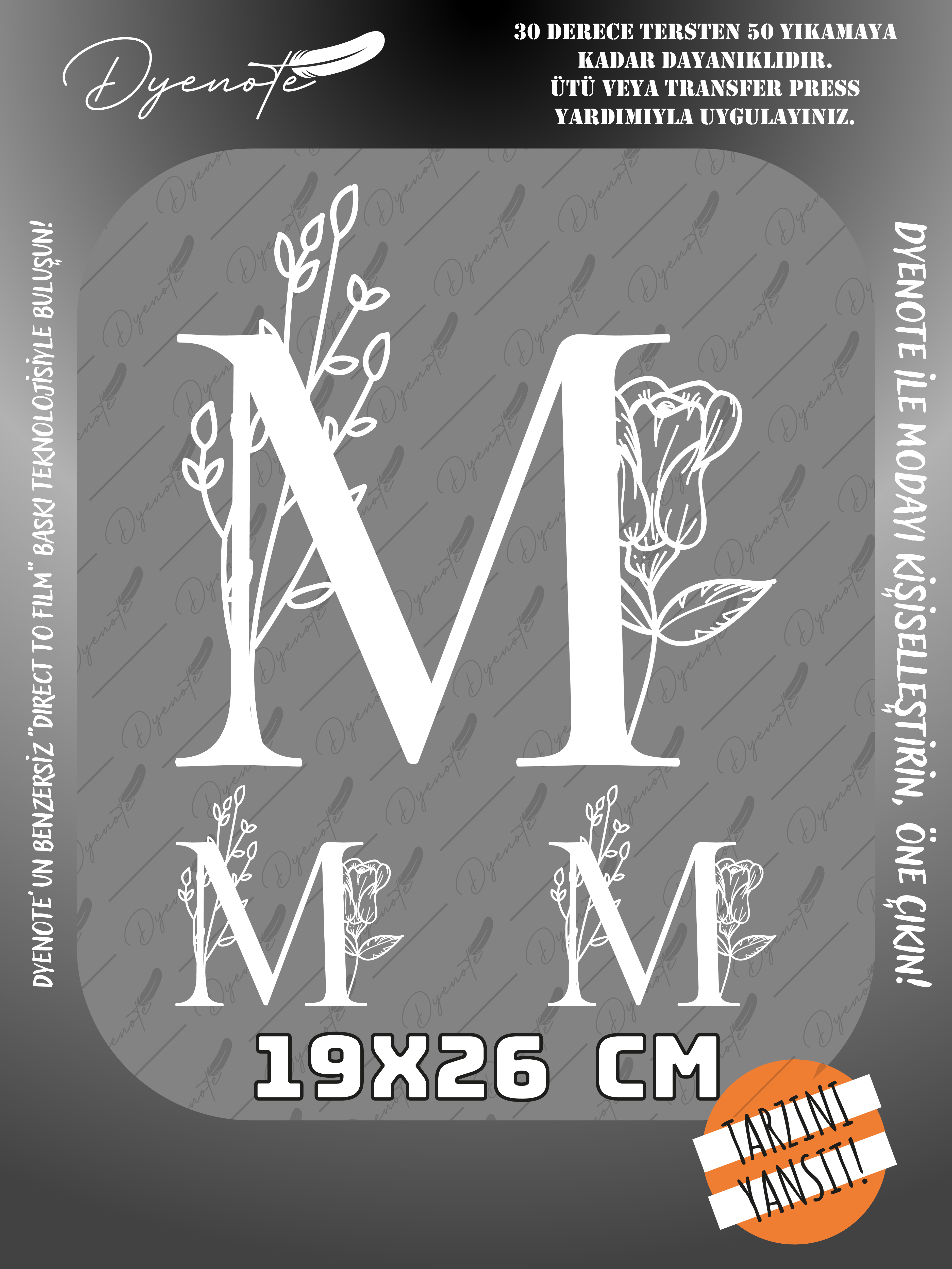 M Monogram Beyaz Harf Seti - Ütüyle Yapıştır - 19x26 CM