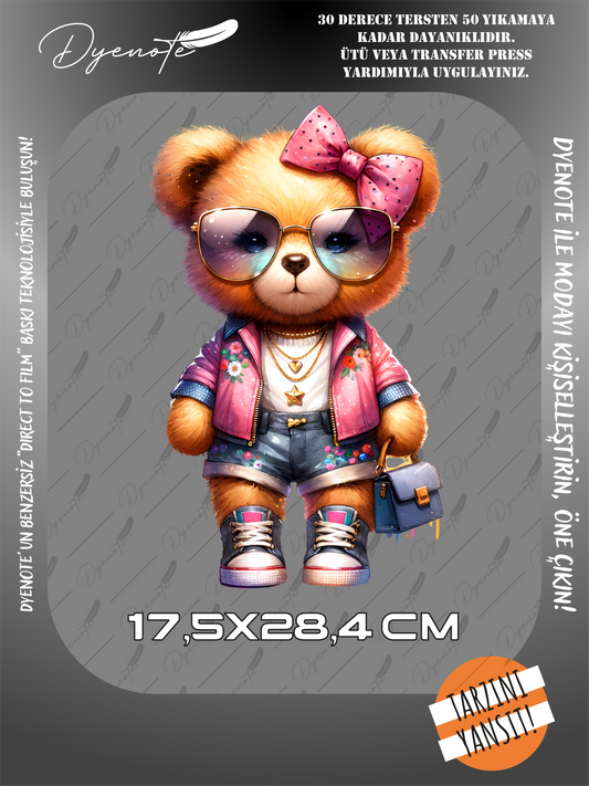 Renkli Ayıcık Teddy Bear Baskı - Ütüyle Yapıştır - 17,5x28,4 CM